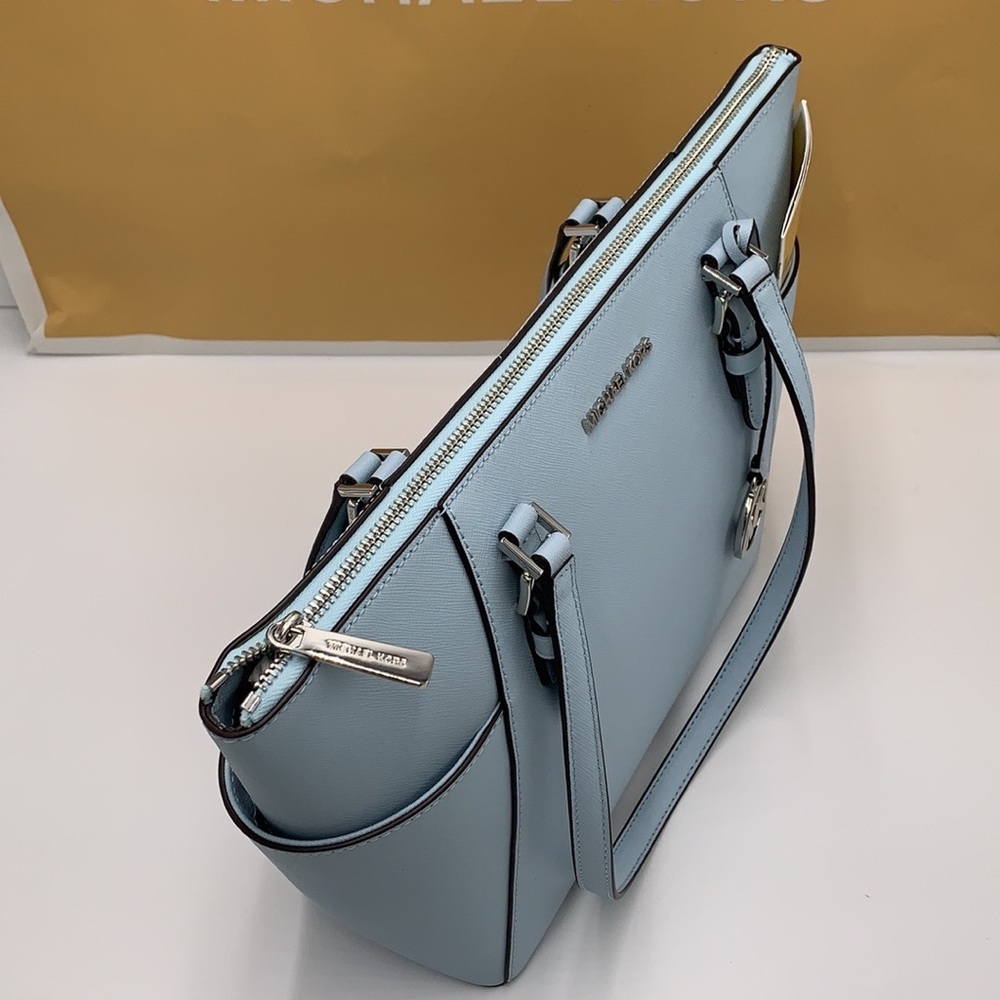MICHAEL KORS CHARLOTTE LARGE TOP ZIP TOTE VISTA BLUE COLOR - Picture 13 of 16